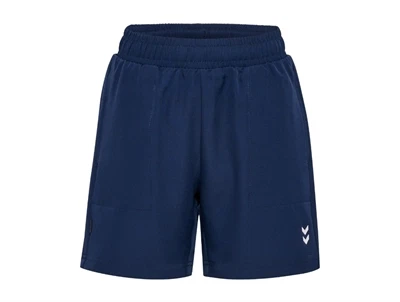 Hummel shorts i moerkeblaa nuance med elastik i taljen set forfra